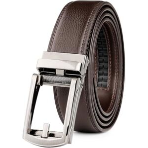 JASGOOD Men's Genuine Leather Ratchet Belt 33/36mm Wide Cowhide Belt with Open Buckle Coffee M