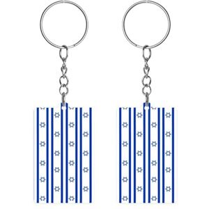 Baikutouanpoqlimg Israel Flag Shaped Acrylic Keychain Rectangle Key Chains Keychain Mini Pendant Crafts For Women Men Gift