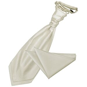 DQT Solid Check Plain Formal Wedding Scrunchie Cravat & Pocket Square Set for Men in Ivory