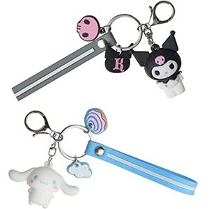 Pipi&w Kuromi Keyring, Anime Keyring, Girls Keyrings Birthday Christmas Gifts, 2 PCS (Kuromi & Cinnamon Dog)