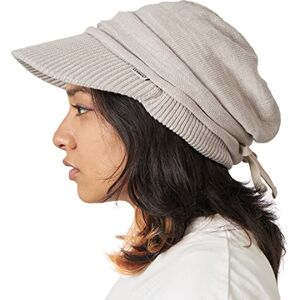 Casualbox CHARM Organic Cotton Slouchy Visor Beanie - Women Slouch Hat Mens Baggy Knit Chemo Hat Mix Beige