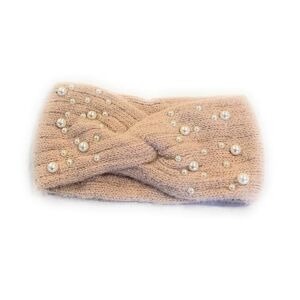 Caprilite Women's Girls Winter Warm Embellished Knitted Headband Woolly Knit Head Ear Warmer Wrap Sweatband with Pearl Motifs UK (Blush Pink)