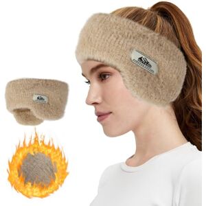 Lancry Ear Muffs Women's Earmuffs,Unisex Soft Winter Headbands for Women Men Kids,Foldable Ear Warmer Headband for Running Yoga Skiing Workout Riding (Khaki)