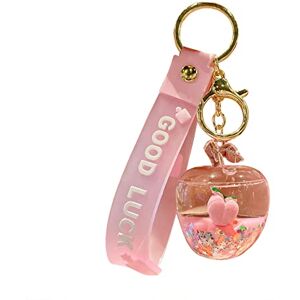 Generic Into Oil Floating Fruit Series Quicksand Keychain Personality Trend Bag Pendant Car Pendant Stun for Women (Pink, One Size)