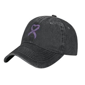 Pancreatic Cancer Ribbon Baseball Cap,Washed Cotton Trucker Hats Vintage Dad Hat Adjustable for Men Women Black