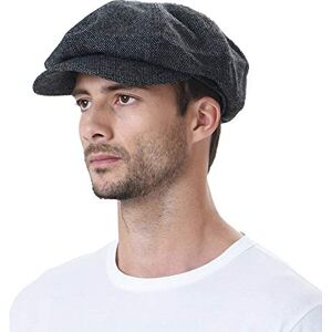 WITHMOONS Newsboy Hat Wool Felt Simple Gatsby Ivy Cap SL3525 (Black)(Size: One Size)