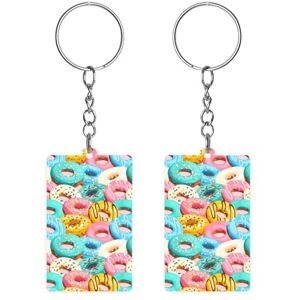 Baikutouanpoqlimg Glazed Donuts Acrylic Keychain Rectangle Key Chains Keychain Mini Pendant Crafts For Women Men Gift