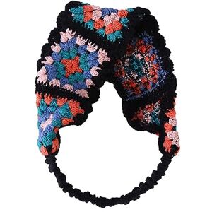 Oadnijuie Pastoral Bandana Turban Crochet Hair Scarf Color Matching Hairband Knitted Headband For Women Trend Y2K Hair Accessory Crochet Hairband For Women Acrylic Fibres Hairband With Cute Pattern Rectangle