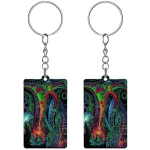 Baikutouanpoqlimg Trippy Psychedelic Backdrop Acrylic Keychain Rectangle Key Chains Keychain Mini Pendant Crafts For Women Men Gift