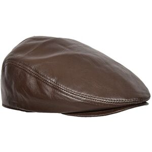 House of Luggage Genuine Leather Flat Cap Classic Newsboy Cabbie Gatsby Hunting Peaked Hat Brown (58)