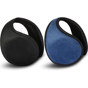 SATINIOR 2 Packs Fleece Earmuffs Winter for Men Women Ear Warmer Fleece Ear Muff Winter Accessory for Men Women Kids (Black, Navy Blue)