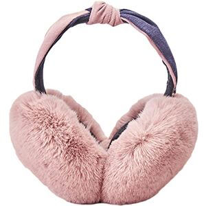 IHCEMIH Ear Muffs, Women Earmuffs Winter Accessories Fluffy Plush Foldable Knot Adults Outdoor Thermal Ear Warmer Skiing Running Ears Covers Protector from Wind Cold Fashion Gift for Girls Ladies Pink