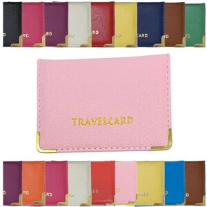 AlezyB - 1x Light Pink Bus Pass Holder Travel Card, Credit Card and ID Card Holder for Men and Women Soft Leather, Card Cases & Money Organisers