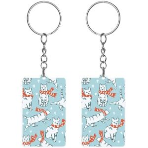 Ljfabky564 Cute Cats With Scarf Acrylic Keychain with Key Rings Funny Key Chain Gift For Father's Day Mother's Day Christmas