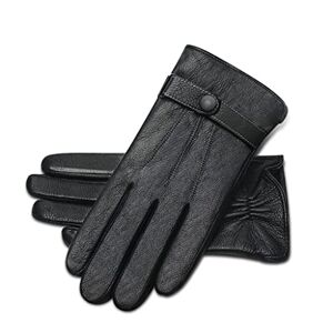 ZHCHAO Leather Gloves Men's Autumn and Winter Outdoor Cycling Touch Screen Warm Driving Gloves (Color : D, Size : L)