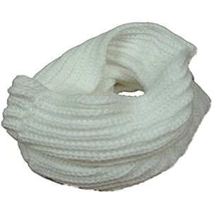 Bluelans&#174; Ladies & Girls Winter Neck Warmer Circle Loop Crochet Cowl Plain Snood Scarf (White)