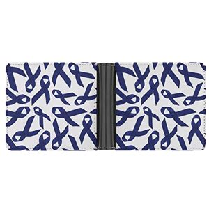 Mhxyzhw9562 Colon Cancer Awareness Blue Ribbons Custom Wallet with RFID Blocking Slim Bifold Wallet Front Pocket Credit Card Holder for Men Women