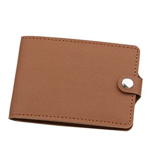 ACemt Minimalist Wallet with Key Ring Fashion ID Short Wallet Solid Color Hasp Purse Card Slots Drivers License Cover Clutch Bag Mens Front Pocket Wallet Minimalist (Brown, A)