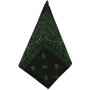 Bestgift Men Head Wrap Bandana Paisley Print Scarf Wristband Black+Green One Size