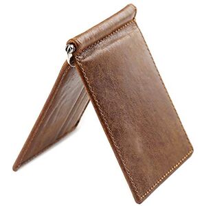 SSWERWEQ Leather Wallets for Men Men's Genuine Leather Money Clip Wallet with Clamp Small Purse Cash Holder Slim Card Slots for