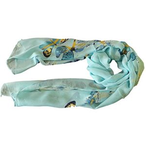 Fat-catz-copy-catz New Ladies Womens Chiffon Feel Light Weight Soft Butterfly Insect Ladies Long Scarf, Shawl, Wrap, Sarong (Blue Chiffon Butterfly)