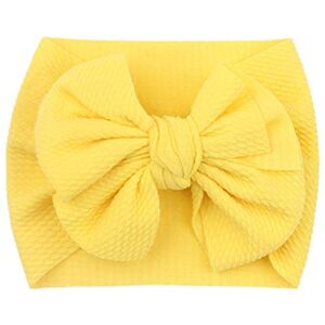 Generic Headband Stretch Bowknot Headwear Hairband Girls Toddler 1PC Infant Baby Kids Hair accessories Headband for Kids Solid Color Headband for Women Bow Tie Knotted Hair Bands (Yellow, One Size)