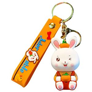 Generic Bunny Key Chain Cute Cartoon Fruit Rabbit Key Chain Car Pendant Easter School Bag Pendant Holder Wallet with Key Ring (B, A)