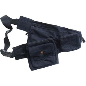 Natural Flow Fair Trade Hippy Boho Cotton Travel Passport Bag Utility Hip Belt Organizer (Black)