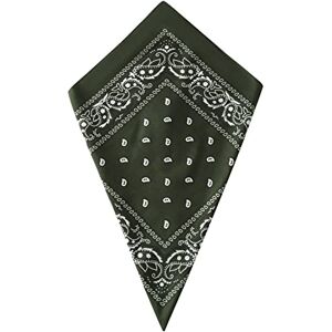 Komonee Olive Paisley Bandana Green Head Scarf Headbands Handkerchief Cowboy Cotton Bib Party Face Covering Headwear For Motorcycling Mens Womens Unisex