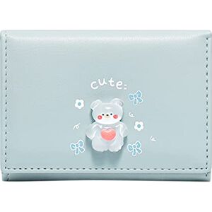 Shffuw Glitter Wallet Manufacturer Cartoon Rabbit PrintingShort Cartoon Fruit Button Cute Clip Girl Wallet Purse Bag Handmade Leather Long Wallets for Men (Blue, One Size)