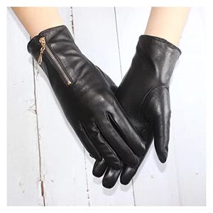 ZHCHAO Touch Screen Women's Gloves Leather Lined Zipper Warm autumn and Winter Outdoor Driving Gloves (Color : D, Size : 8)