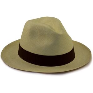 Tumia LAC - Premium Weave Genuine Rollable/Foldable Panama Hat - Fedora Style - Natural Straw with Brown Band - 62cm