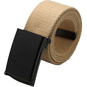 Sourcingmap Unisex Canvas No Hole Slide Buckle Waist Belt Width 1 5/8" Beige