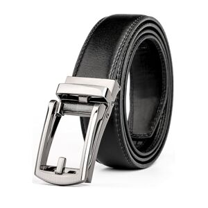 JASGOOD Men's Genuine Leather Ratchet Belt 33/35mm Wide Cowhide Belt with Open Buckle，Black S