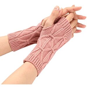 Générique Men's Leather Gloves Work Fingerless Soft Knitted Gloves Keep Warm Winter Warm Gloves Arm Women Gloves Work Women Gloves Size 6, Pink, One size