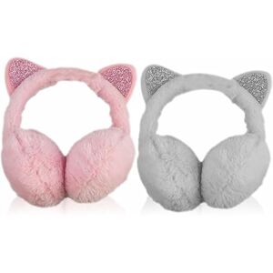 LAPIN Ear Muffs Women Cat Ear Muffs Girls EarMuffs Fluffy Foldable Winter Ear Warmers Windproof Plush Ears Covers Protector For Cold Weather Outdoor Winter Women Girls Men Assprted Color Pack of 1