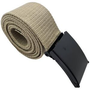 TheGloveHut Unisex Canvas Webbing Belt Black Buckle (Large 40", Beige)