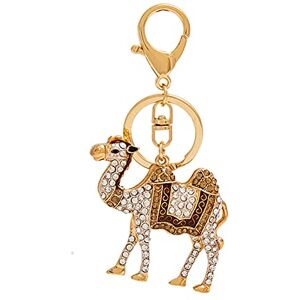 Flybloom Sparkling Rhinestone Camel Pendant Keychain Key Car Keyring Purse Pendant Handbag Charm(Champagne)