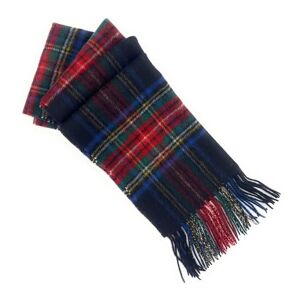 Clans Of Scotland BRAW CLANS TARTANS Stewart Black 100% Pure Lambswool Tartan Scarves - Unisex Winter Warmer for Men and Women - Multipurpose - Gift for Him/Her - Various Checkered Plaid Scarf - 12x60 Inches