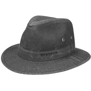 Stetson Organic Cotton Traveller Hat for Men - Organic Cotton Fabric hat - Traveller hat with UV Protection 40+ - Sustainable Cotton hat - Spring/Summer Sun hat Black L (58-59 cm)