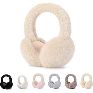 GLAITC Ear Muffs for Women,Winter Ear Warmers,Women Earmuffs Faux Fur for Winter Adjustable Ear Muffs for Cold Weather,Winter Gift for Women Men Girls (Khaki)