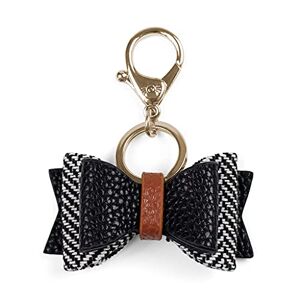 Itzy Ritzy Boss Bow; Bow Charm with Clasp Can Clip to a Diaper Bag, Purse, Keychain or Wallet; Coffee & Cream