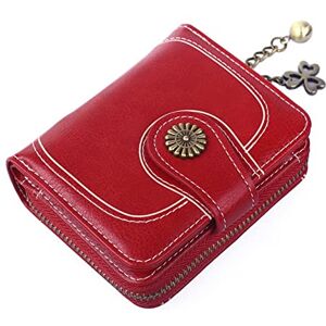 CCAFRET Ladies Purse Women's Wallet Wallet Waxed Leather Coin Wallet Women Tassels Card Holder Coin Pocket Women's Purse (Color : Red)