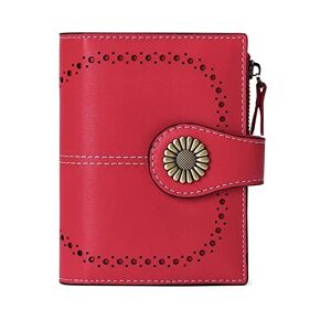 CCAFRET Ladies Purse Genuine Leather Wallets for Women Blocking Small Simple Short Bifold Mini Coin Pocket Purse for Teen Girls (Color : Classic Red)