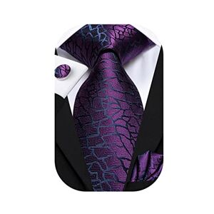 Dubulle Black and Purple Floral Long Ties Men Jacquard Casual Neckties Set Pocket Square Business Suit