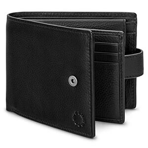 Yoshi Goods Yoshi Mens RFID Blocking Extra Capacity Leather Wallet with Coin Pocket, Tab, Credit Card Slots & ID Window [Black]