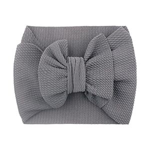 Generic Headband Stretch Bowknot Headwear Hairband Girls Toddler 1PC Infant Baby Kids Hair accessories Headband for Kids Solid Color Headband for Women Bow Tie Knotted Hair Bands (Grey, One Size)