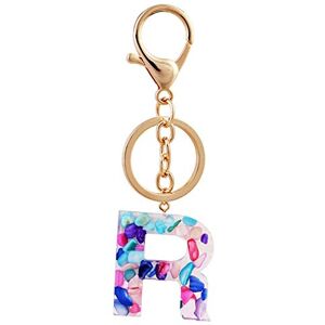 Generic Personalized Acrylic Translucent Keychain Creative Letter Color Pendant Keychain Dizzy Creek Designs Silicone Key Ring (R, One Size)