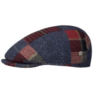 Lierys Capri Merino Patchwork Flat Cap by Women/Men - Made in Italy hat Ivy Winter with Peak Autumn-Winter - 58 cm Blue