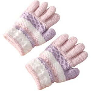 Porceosy Boys Girls Gloves Children Warm Full Finger Gloves Comfortable Knitted Pink